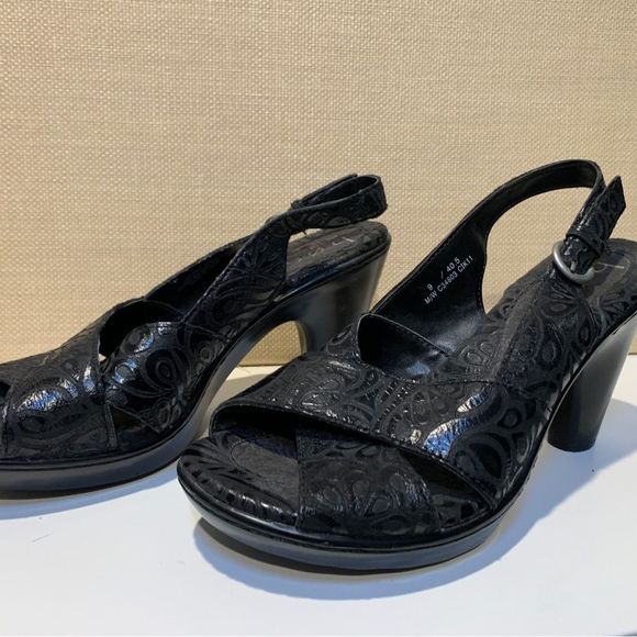 b.o.c. Black Patterned Heels - Picture 1 of 10